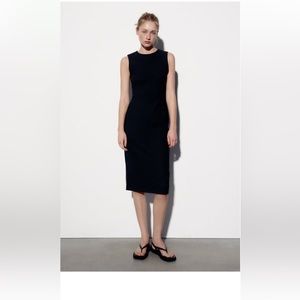 Used Zara black midi dress size S